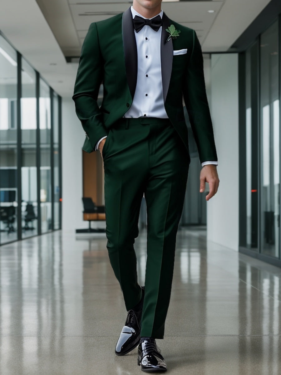 Costume homme 2 pièces, droit, 1 bouton, col châle, mode, pour mariage/galas