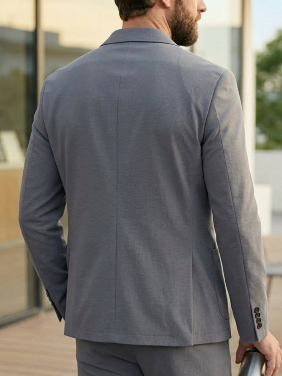 Costume Sans Repassage Soie Glacée Protection Solaire Veste Single-Boutonnage 2 Boutons Ultra-Fin Haute-Élasticité