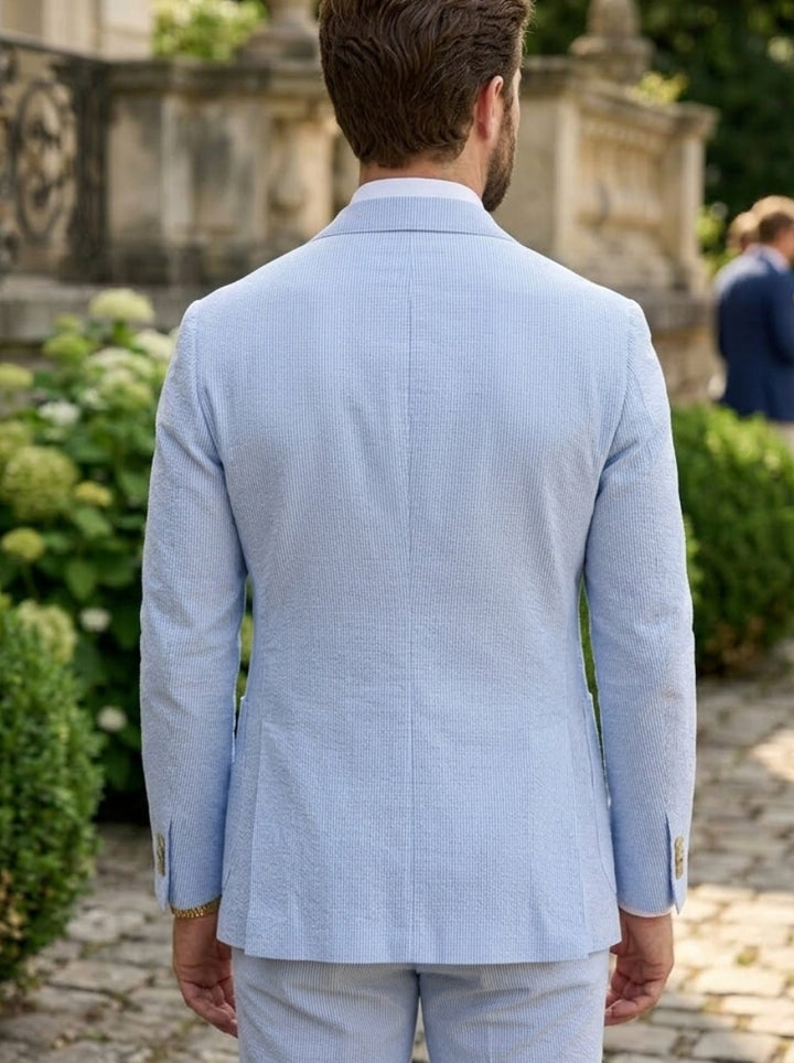 Costume Décontracté Fin Single-Boutonnage 2 Boutons Manches Longues Rayé Veste