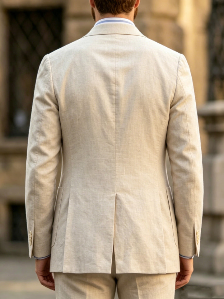 Costume Simple Boutonnage 2 Boutons Fin Lin Manches Longues Veste