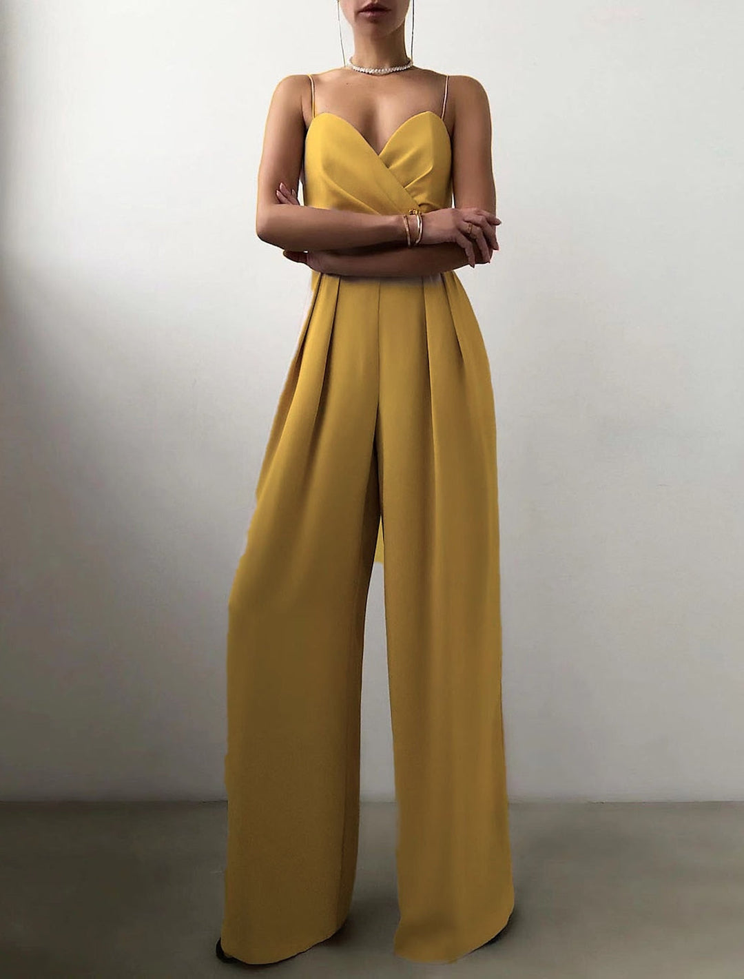 Combinaisons de Soirée de Mariage Sans Manches à Bretelles Spaghetti Jusqu'Au Sol