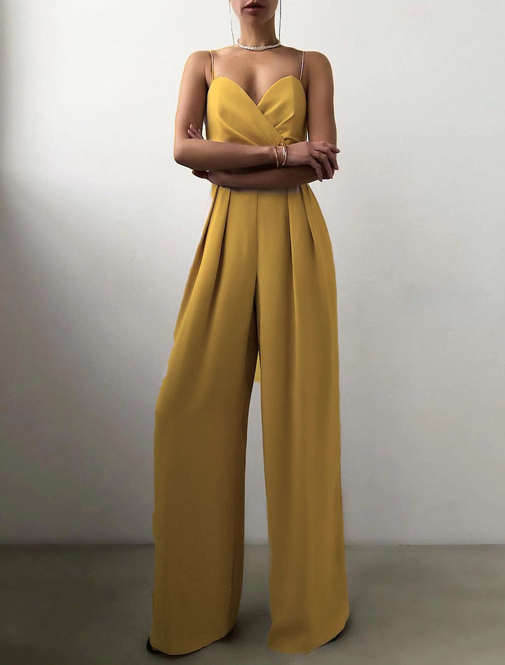 Combinaisons de Soirée de Mariage Sans Manches à Bretelles Spaghetti Jusqu'Au Sol