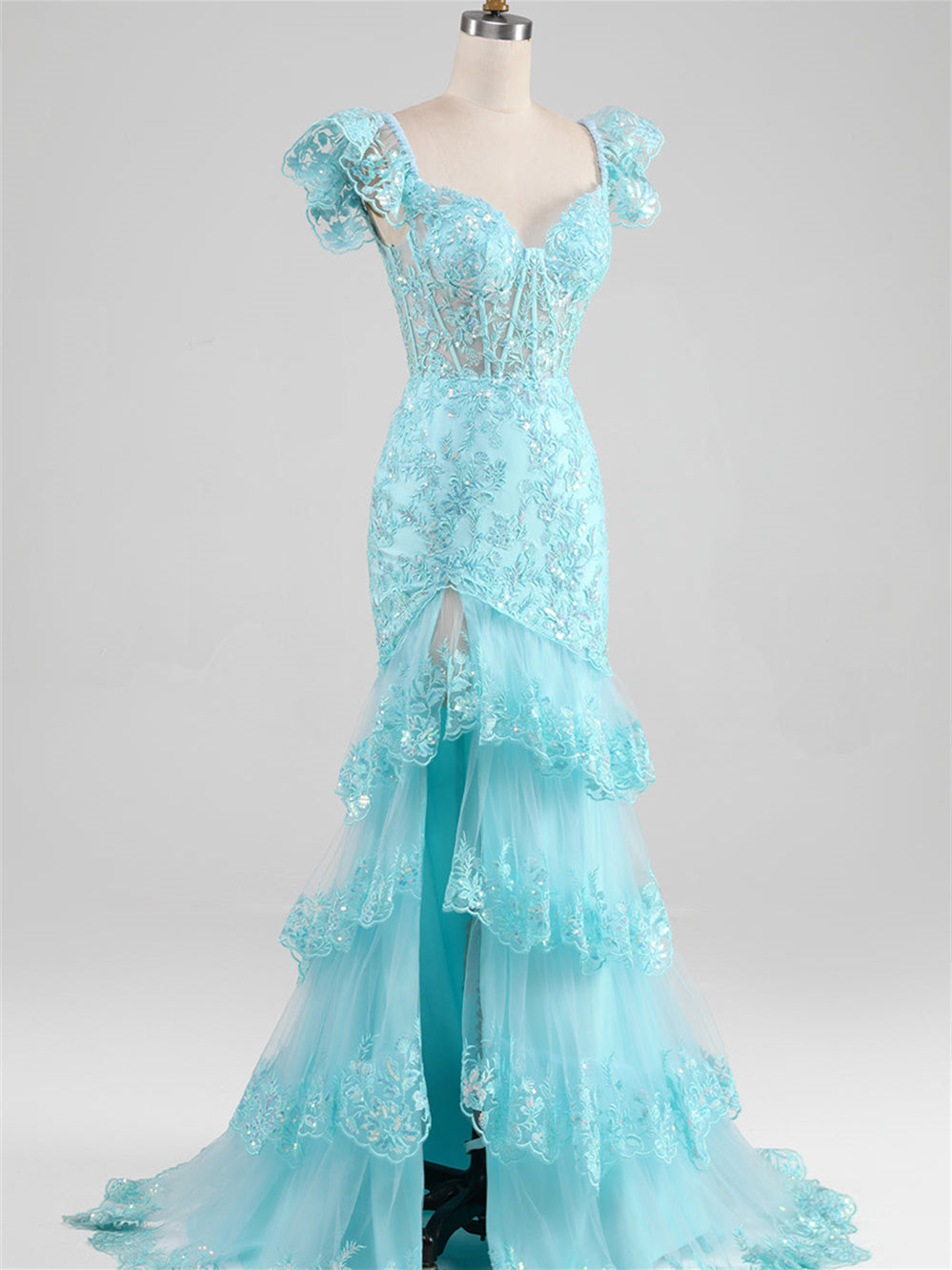 Robe de Soirée Sirène/Trompette à Épaules Dénudées et Longueur Au Sol avec Fente Sur le Côté