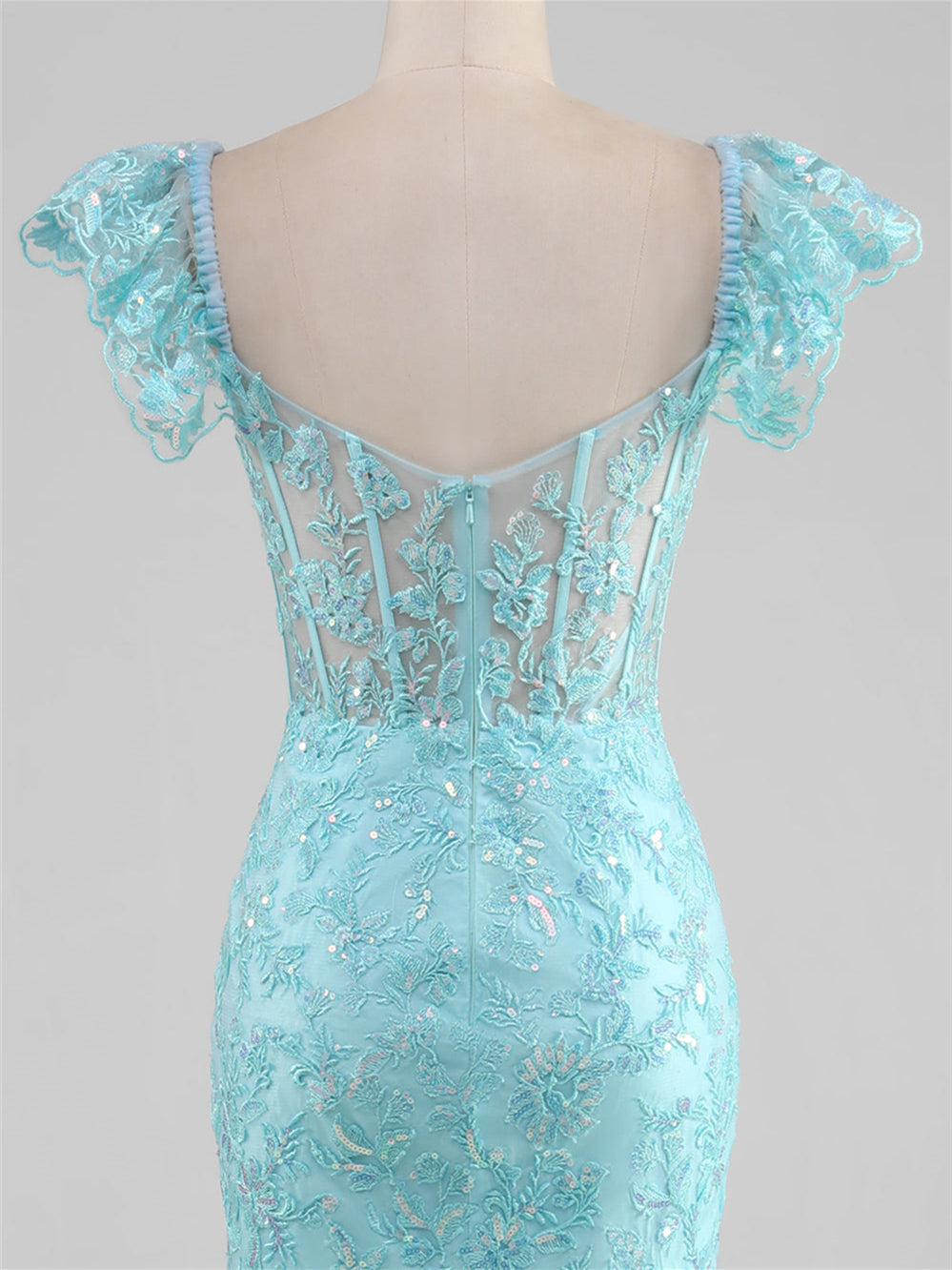 Robe de Soirée Sirène/Trompette à Épaules Dénudées et Longueur Au Sol avec Fente Sur le Côté