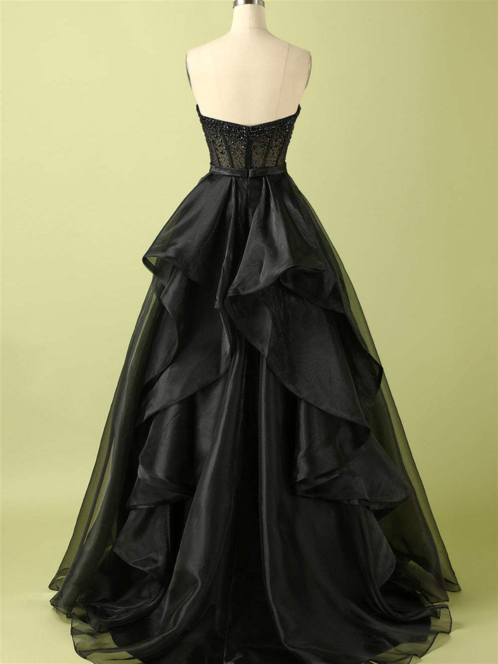 Robe de Soirée Longue Sans Manches, Bustier, Perlée