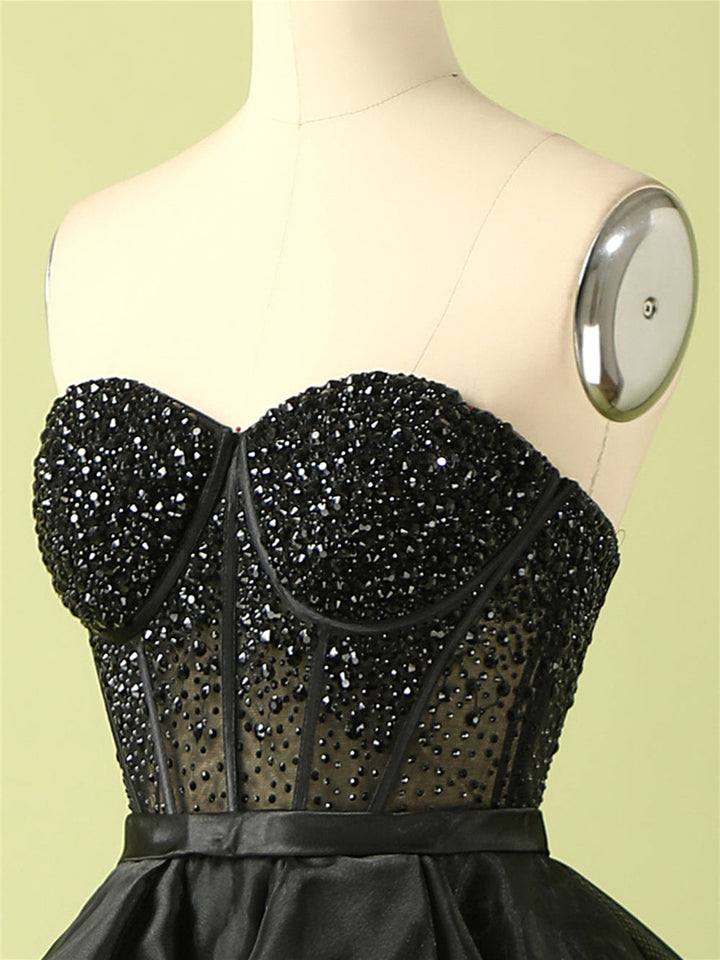 Robe de Soirée Longue Sans Manches, Bustier, Perlée