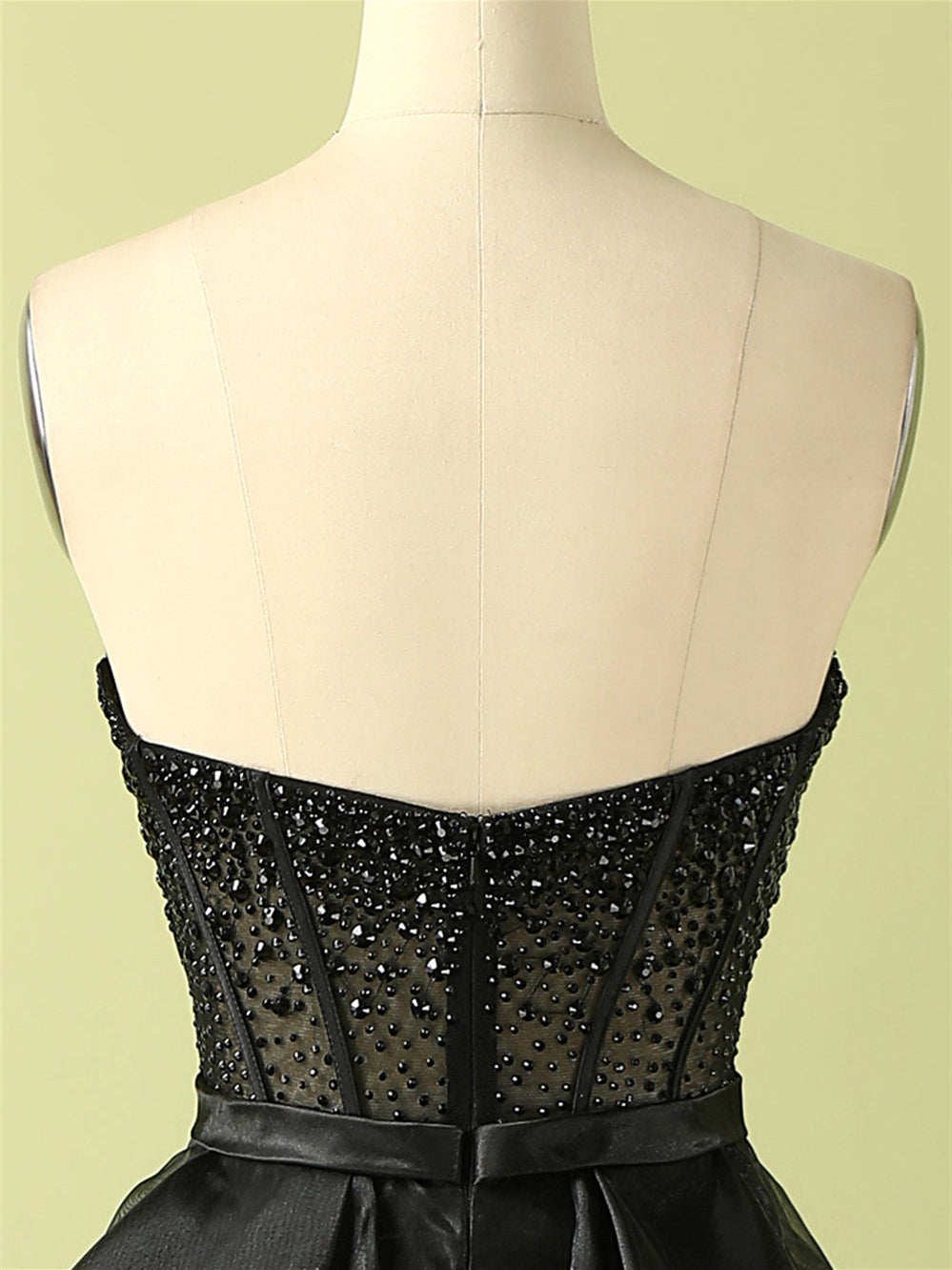 Robe de Soirée Longue Sans Manches, Bustier, Perlée