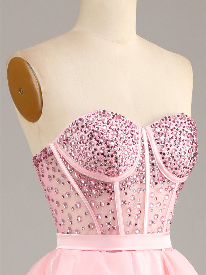 Robe de Soirée Longue Sans Manches, Bustier, Perlée