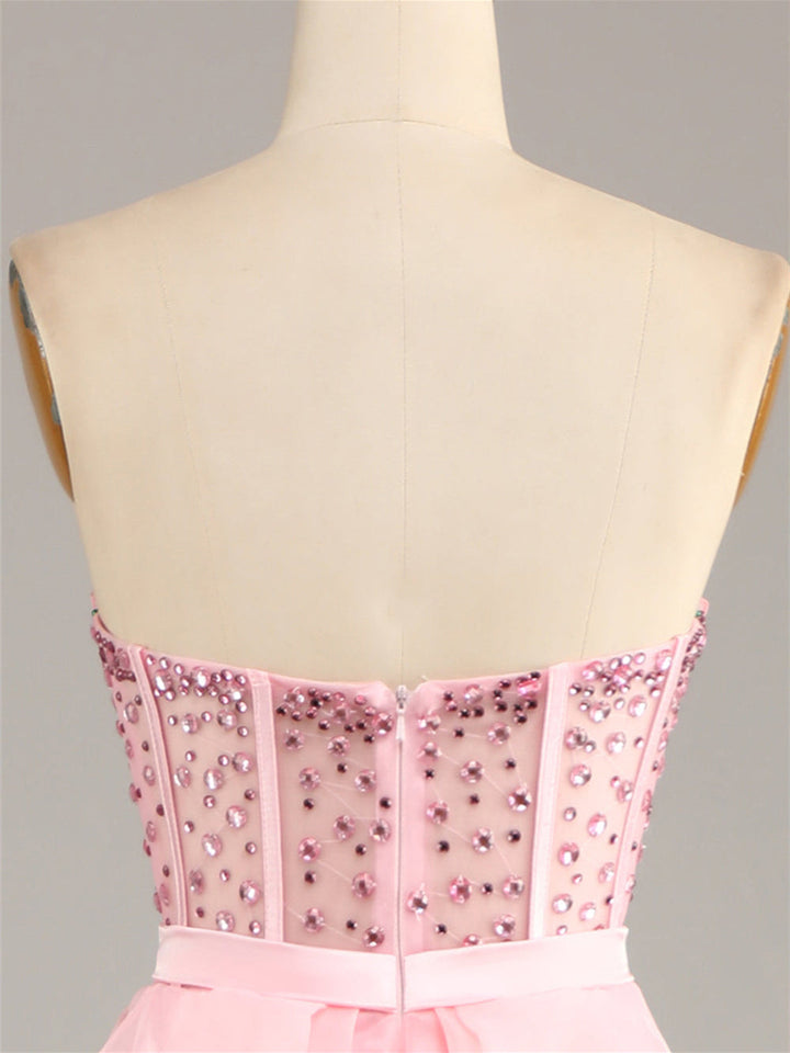 Robe de Soirée Longue Sans Manches, Bustier, Perlée