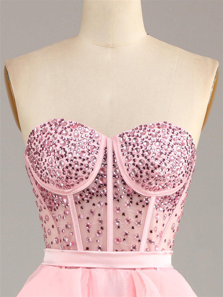 Robe de Soirée Longue Sans Manches, Bustier, Perlée