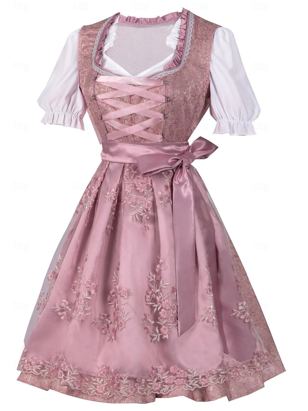 Robe Vintage Trapèze/Princesse à Col Bijou et Manches Mi-Longues avec Nœud