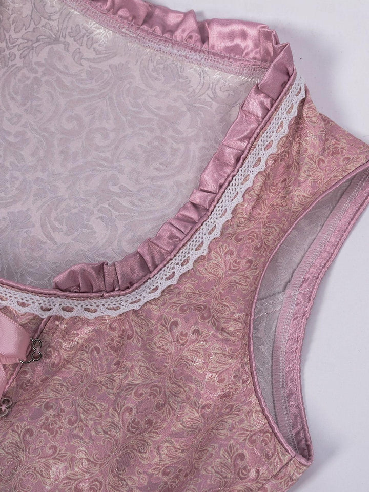 Robe Vintage Trapèze/Princesse à Col Bijou et Manches Mi-Longues avec Nœud