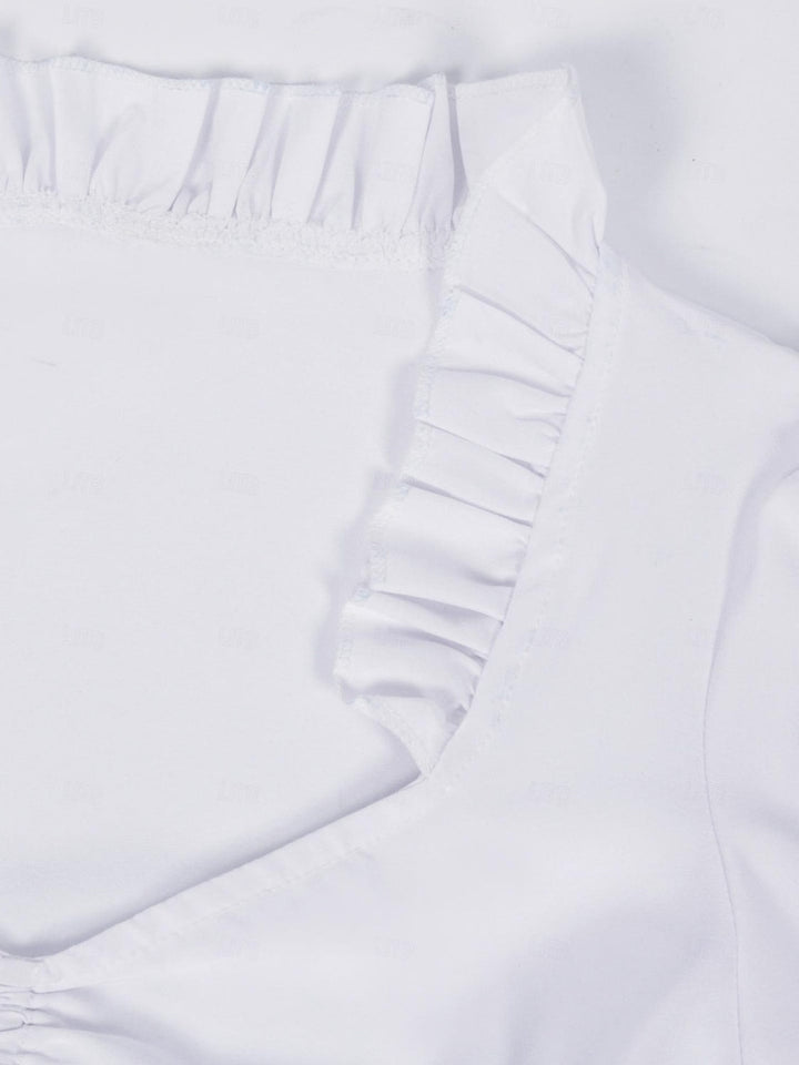 Robe Vintage Trapèze/Princesse à Col Bijou et Manches Mi-Longues avec Nœud