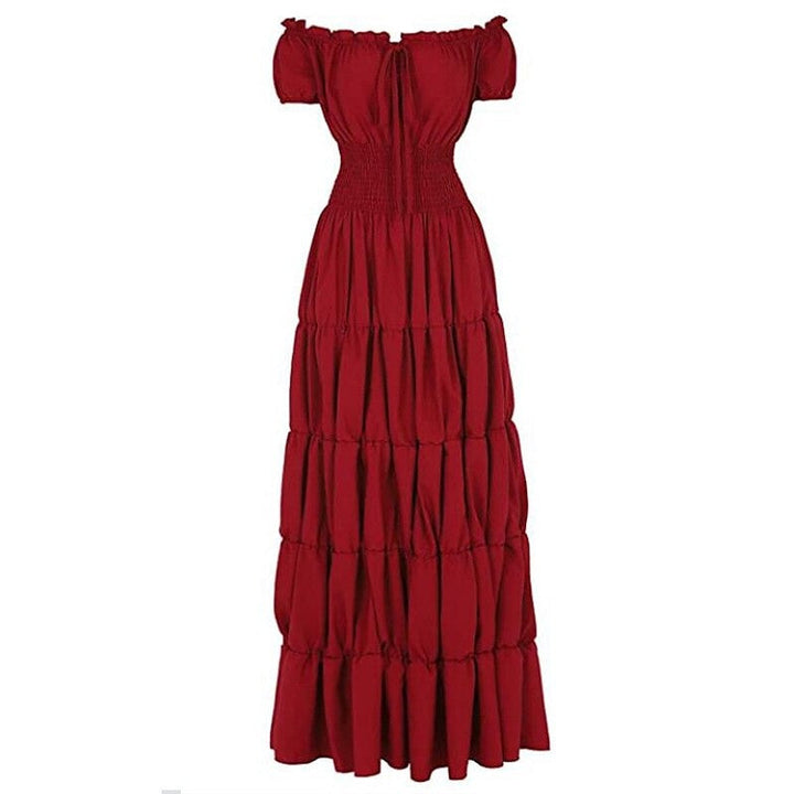 Robe Vintage Trapèze/Princesse Sans Manches, Longueur Cheville, Sans Bretelles, avec Volants