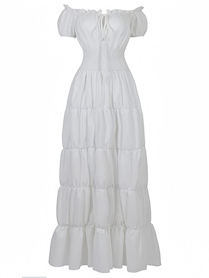 Robe Vintage Trapèze/Princesse Sans Manches, Longueur Cheville, Sans Bretelles, avec Volants