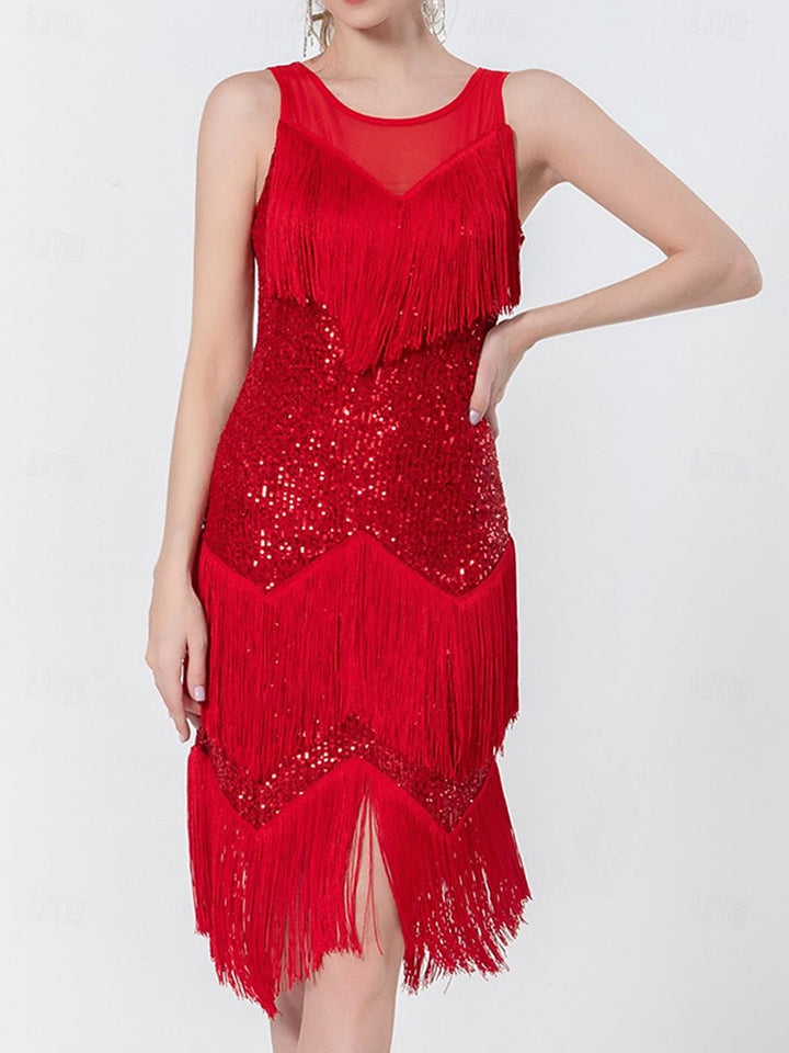 Robe Vintage Trapèze/Princesse Sans Manches à Col Licou et Longueur Cheville avec Volants