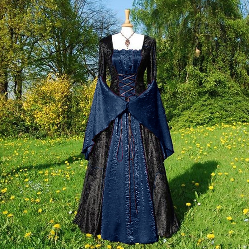 Robe Vintage Trapèze/Princesse à Épaules Dénudées et Manches Longues Jusqu'Au Sol