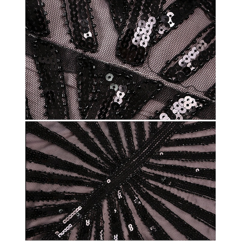 Robe Trapèze/Princesse à Col Bijou Sans Manches, Longueur Au Sol, Style Vintage, avec Sequins