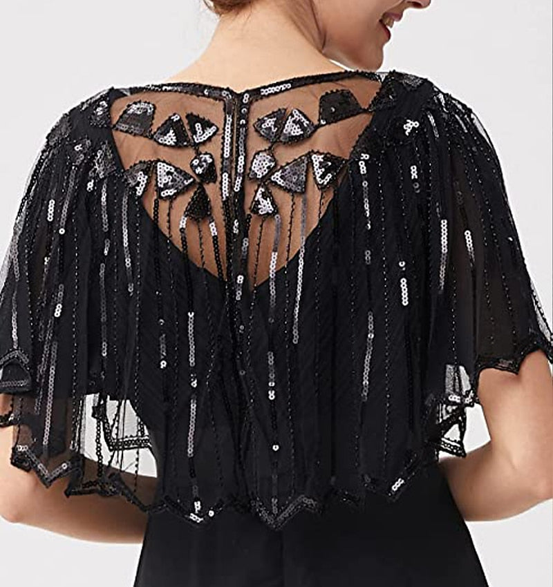 Châle Des Années 1920, Châle de Soirée à Paillettes et Perles