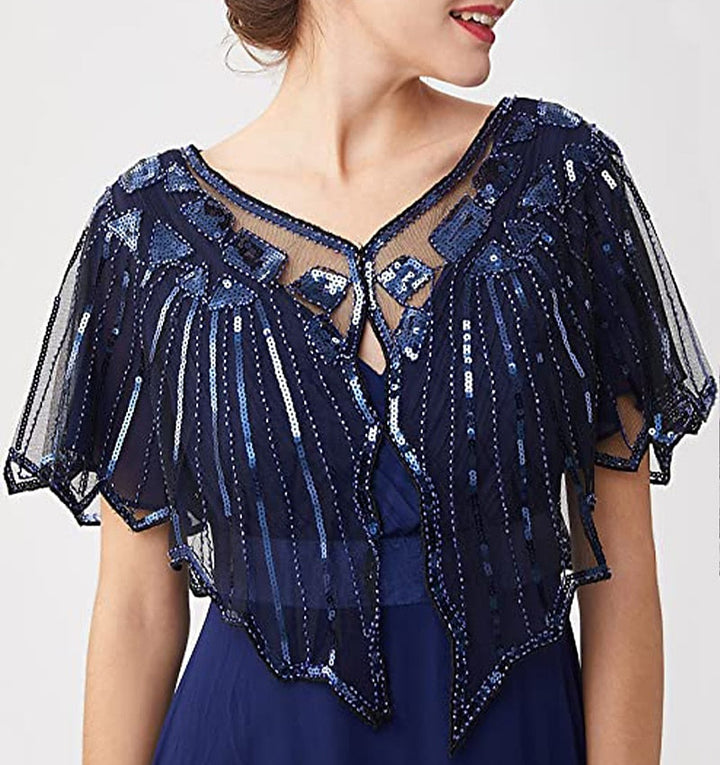 Châle Des Années 1920, Châle de Soirée à Paillettes et Perles