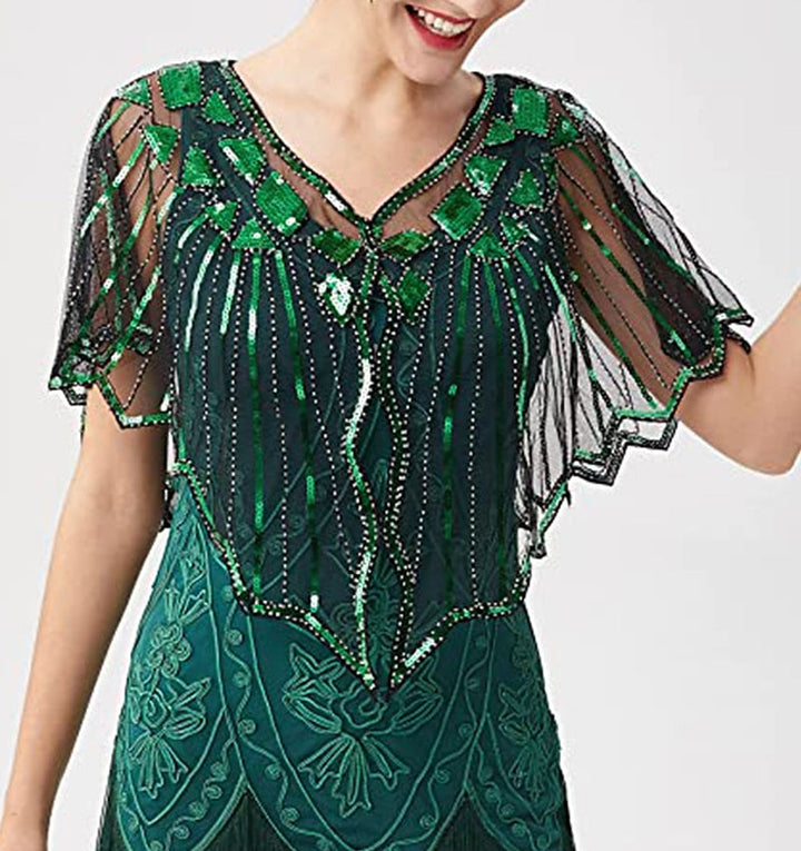 Châle Des Années 1920, Châle de Soirée à Paillettes et Perles