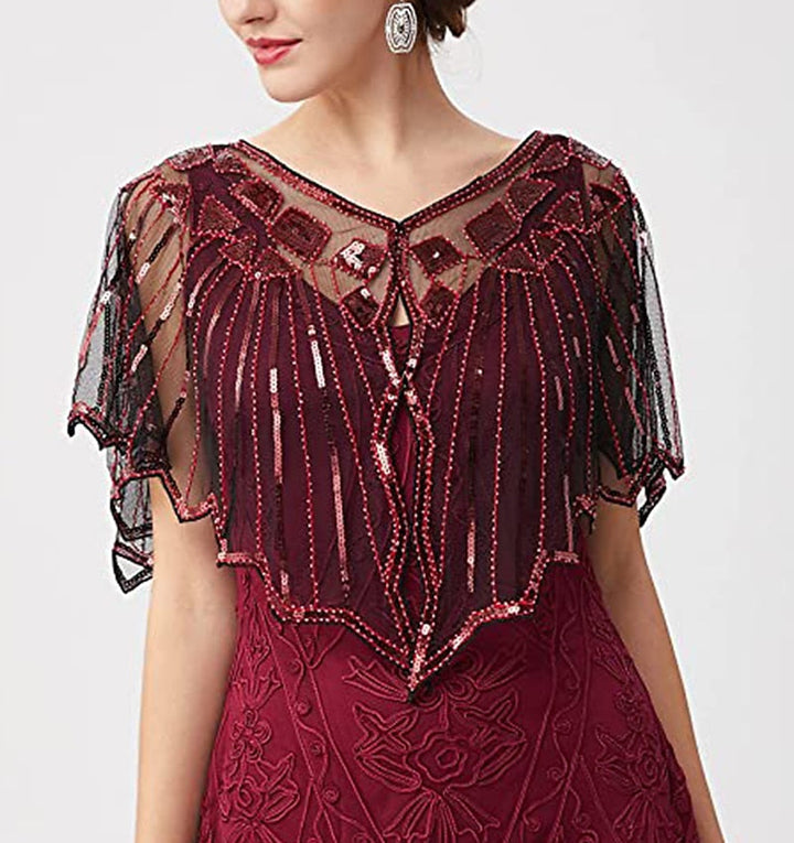 Châle Des Années 1920, Châle de Soirée à Paillettes et Perles