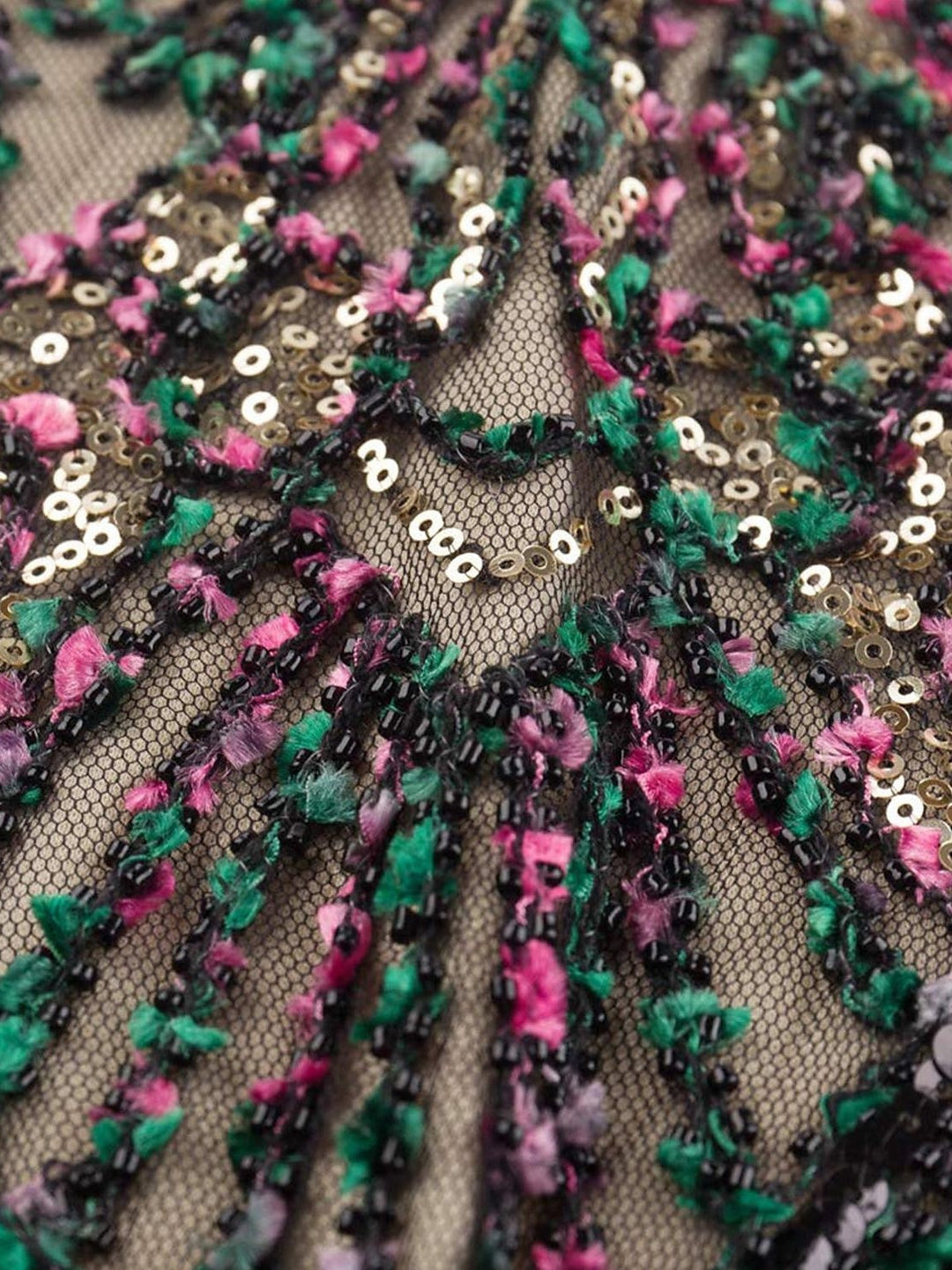 Robe Vintage Trapèze/Princesse à Col en V Sans Manches, Longueur Genou, avec Paillettes et Franges à Pampilles