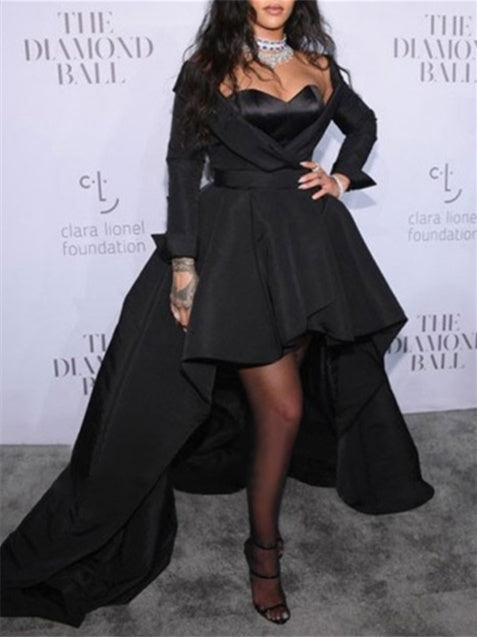 Robes de Soirée Asymétriques à Manches Longues de Forme A-Line/Princess