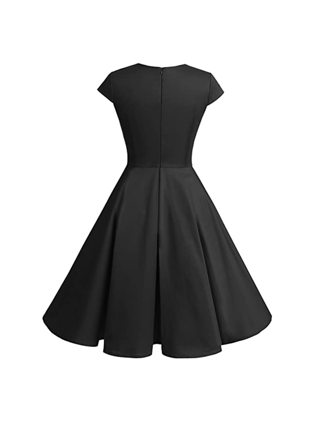 Robe Vintage Trapèze/Princesse à Col en V et Manches Courtes Jusqu'Aux Genoux