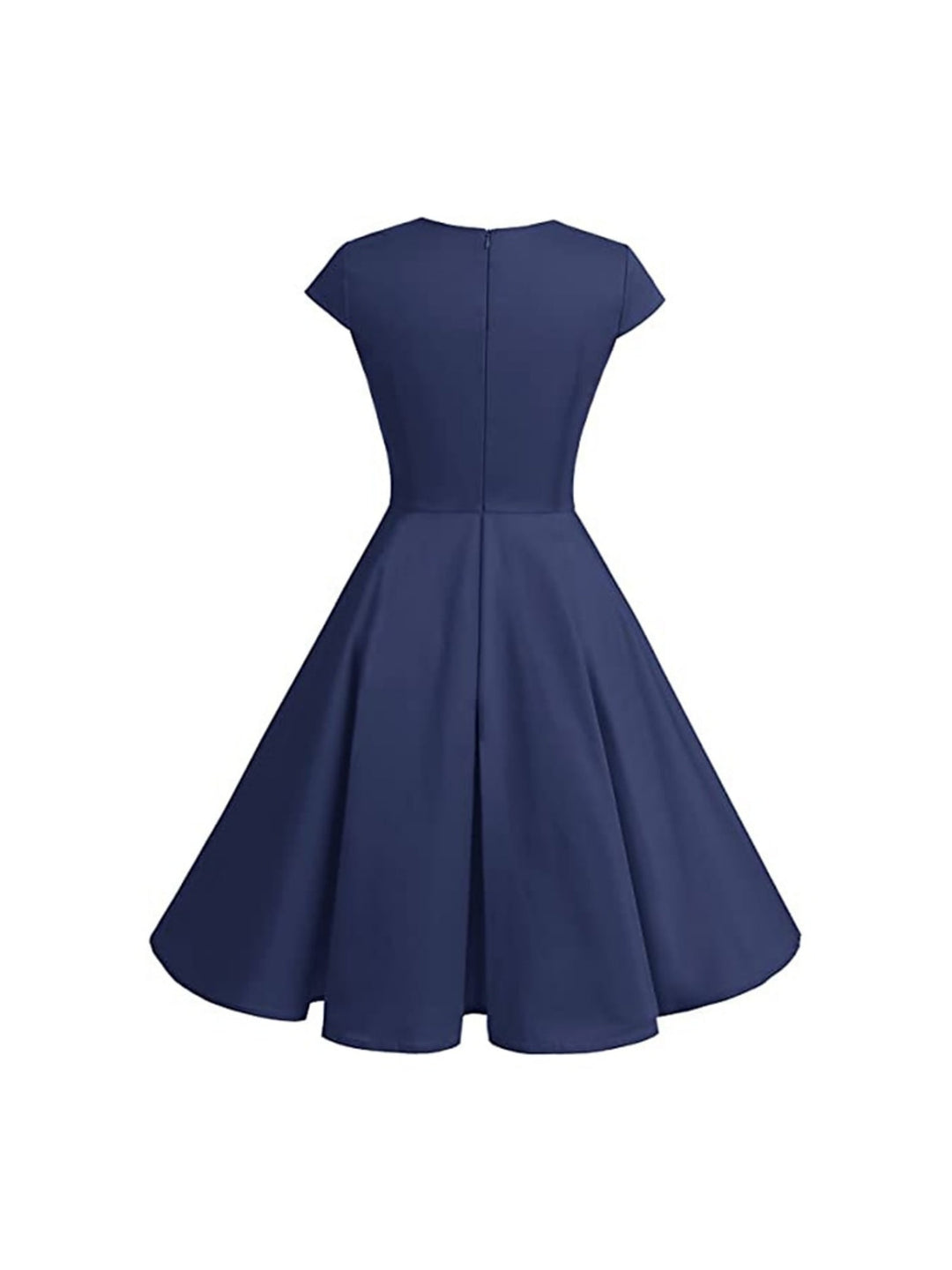 Robe Vintage Trapèze/Princesse à Col en V et Manches Courtes Jusqu'Aux Genoux