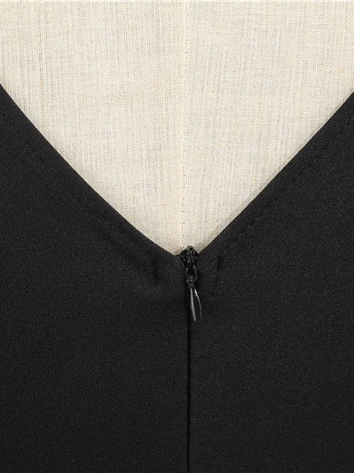 Robe Vintage Trapèze/Princesse à Col en V Sans Manches et Longueur Genou