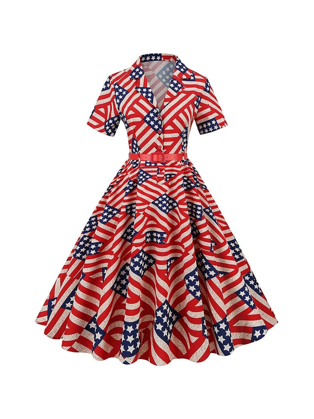 Robe Vintage Trapèze/Princesse à Manches Courtes et Longueur Thé