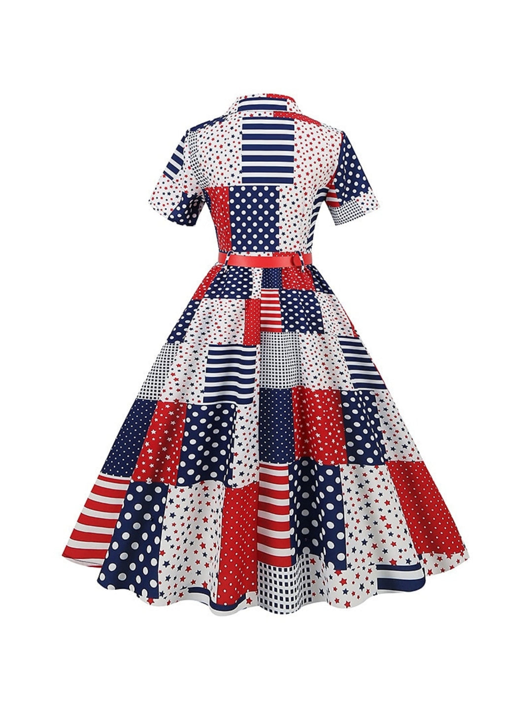 Robe Vintage Trapèze/Princesse à Manches Courtes et Longueur Thé