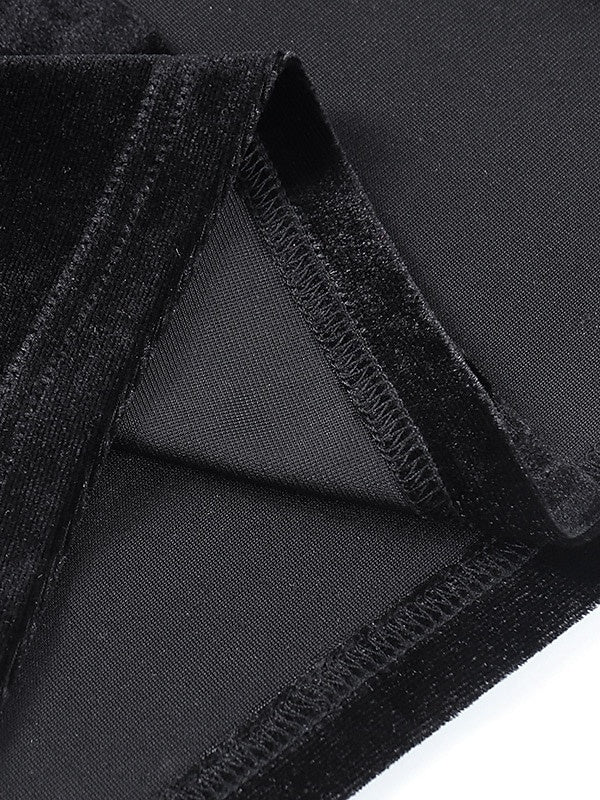 Robe Vintage Trapèze/Princesse à Manches Longues et Col Bijou, Longueur Au Sol, avec Fente Sur le Côté