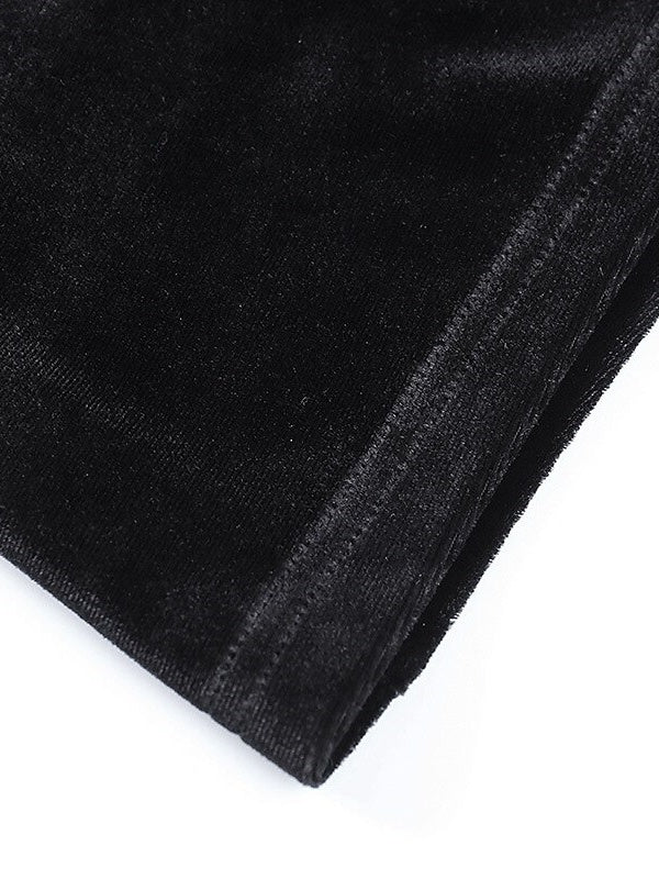 Robe Vintage Trapèze/Princesse à Manches Longues et Col Bijou, Longueur Au Sol, avec Fente Sur le Côté