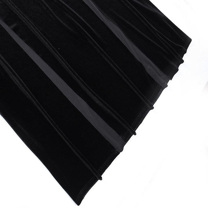 Robe Vintage Trapèze/Princesse à Manches Longues et Col Bijou, Longueur Au Sol, avec Fente Sur le Côté