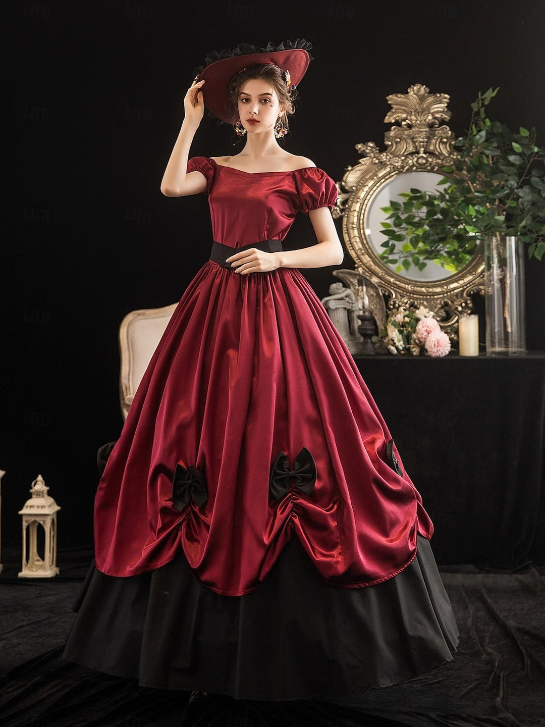 Robe de Bal à Manches Courtes et Col Rond, Longueur Thé, Style Vintage, avec Nœud