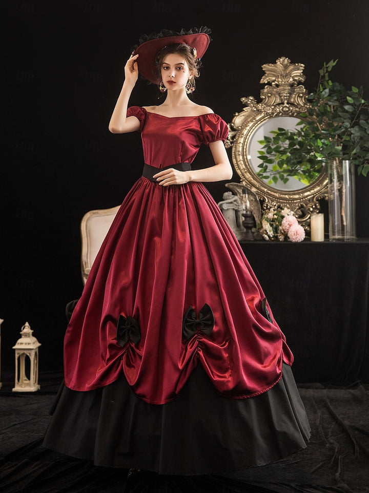 Robe de Bal à Manches Courtes et Col Rond, Longueur Thé, Style Vintage, avec Nœud