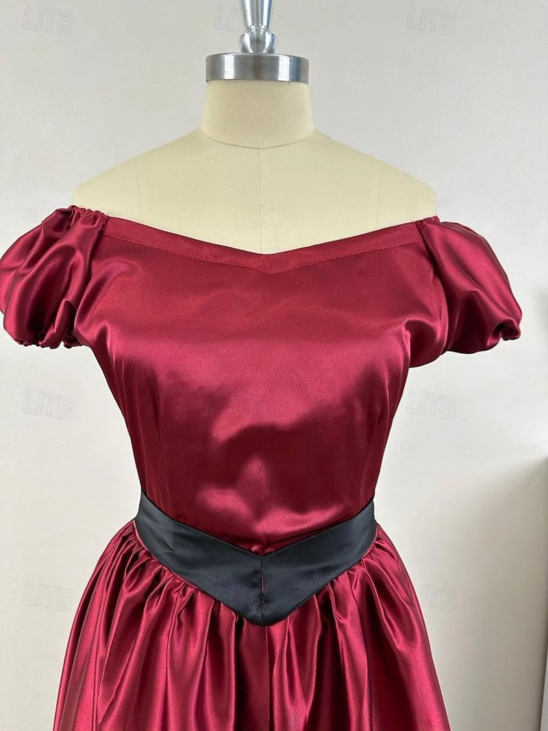 Robe de Bal à Manches Courtes et Col Rond, Longueur Thé, Style Vintage, avec Nœud