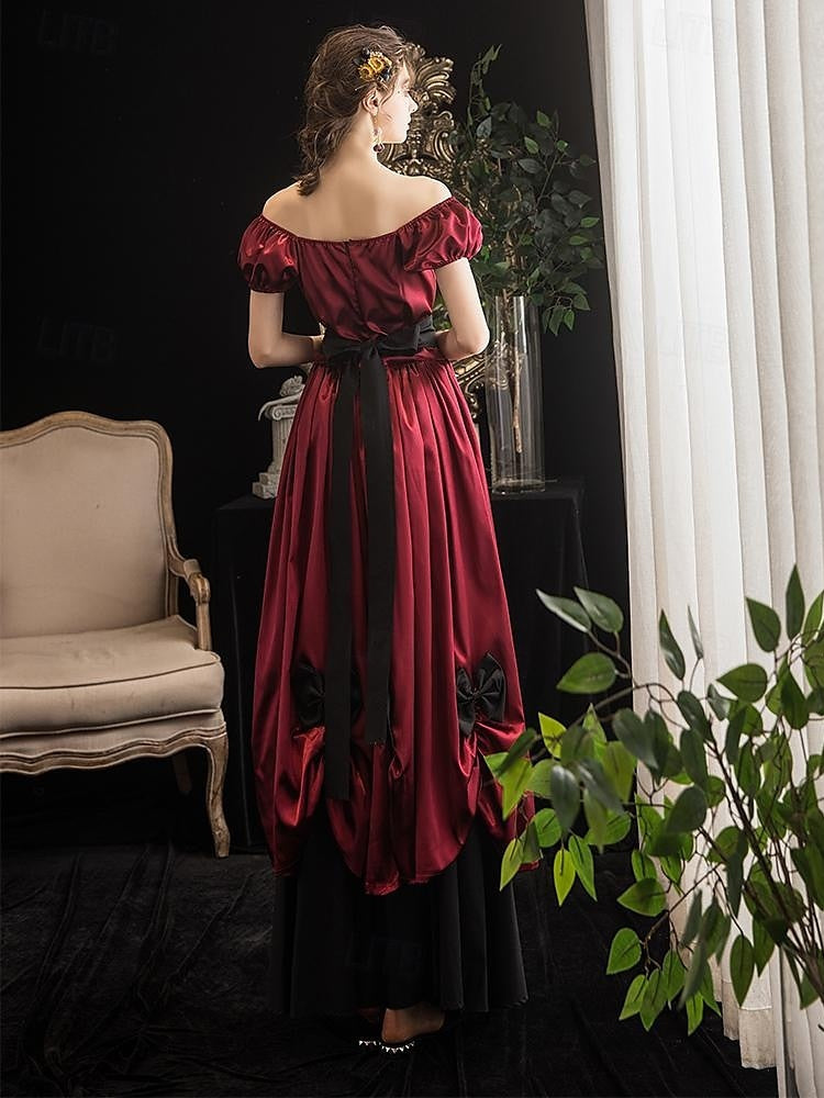 Robe de Bal à Manches Courtes et Col Rond, Longueur Thé, Style Vintage, avec Nœud