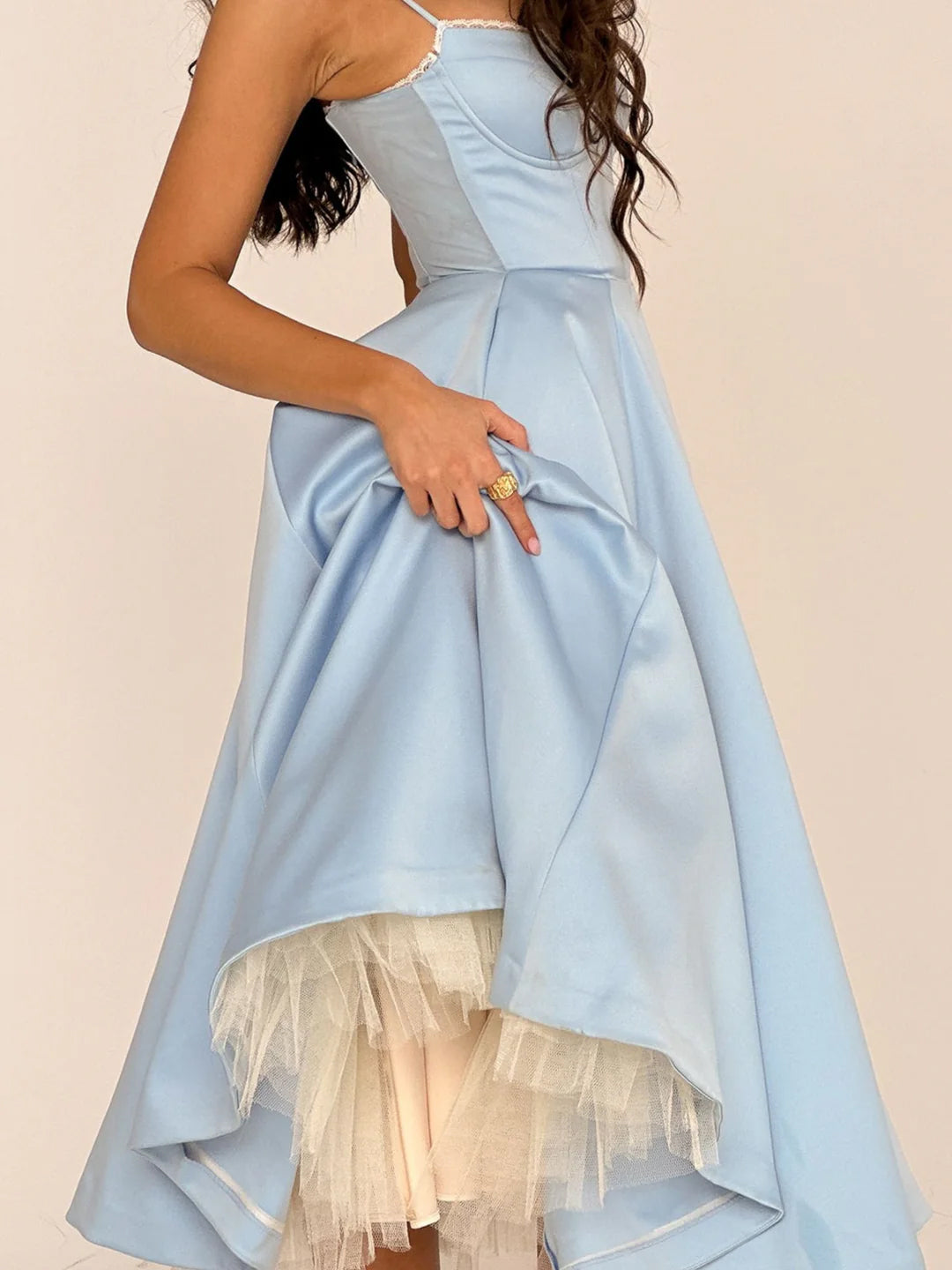 Robe de Cocktail Trapèze/Princesse Sans Manches à Décolleté en Cœur et Longueur Cheville
