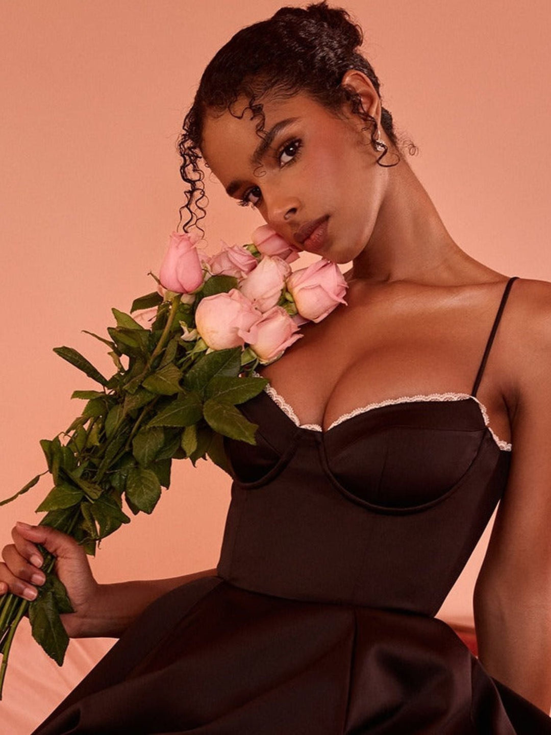 Robe de Cocktail Trapèze/Princesse Sans Manches à Décolleté en Cœur et Longueur Cheville