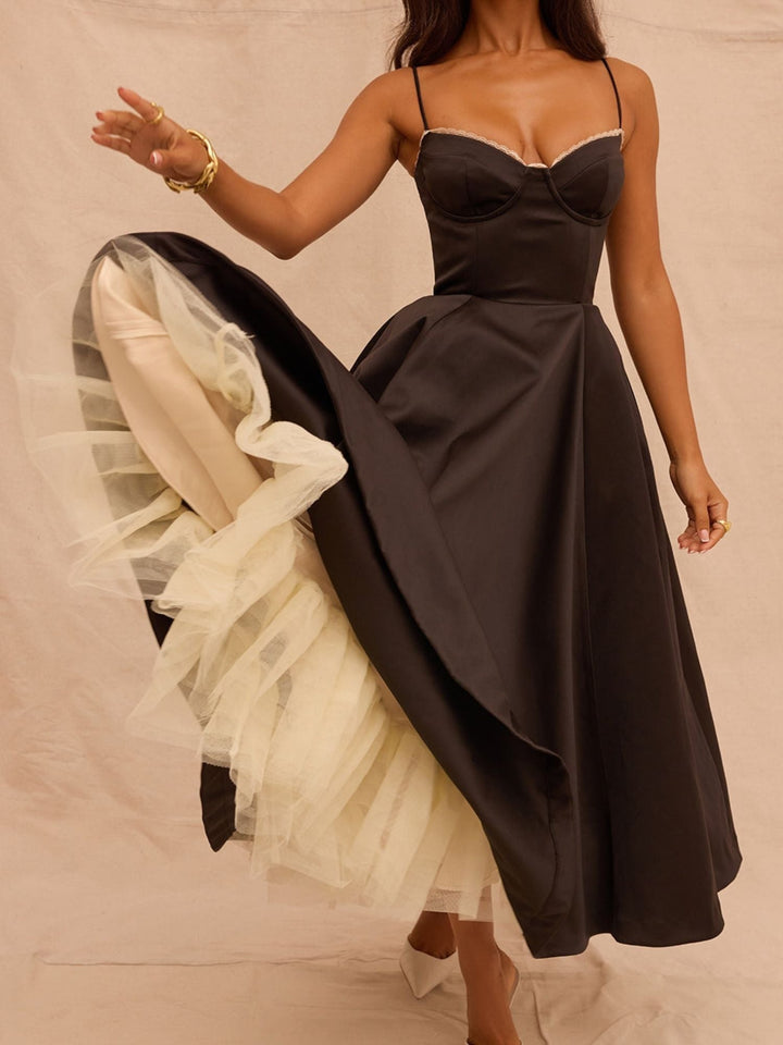 Robe de Cocktail Trapèze/Princesse Sans Manches à Décolleté en Cœur et Longueur Cheville