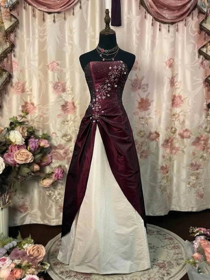 Robe de Bal de Promo Ligne A/Princesse Bustier en Taffetas Longueur au Sol à Paillettes Sans Manches Florale