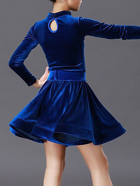 Danse Latine Vêtements de Danse pour Enfants Col Haut Manches Longues Performance pour Filles