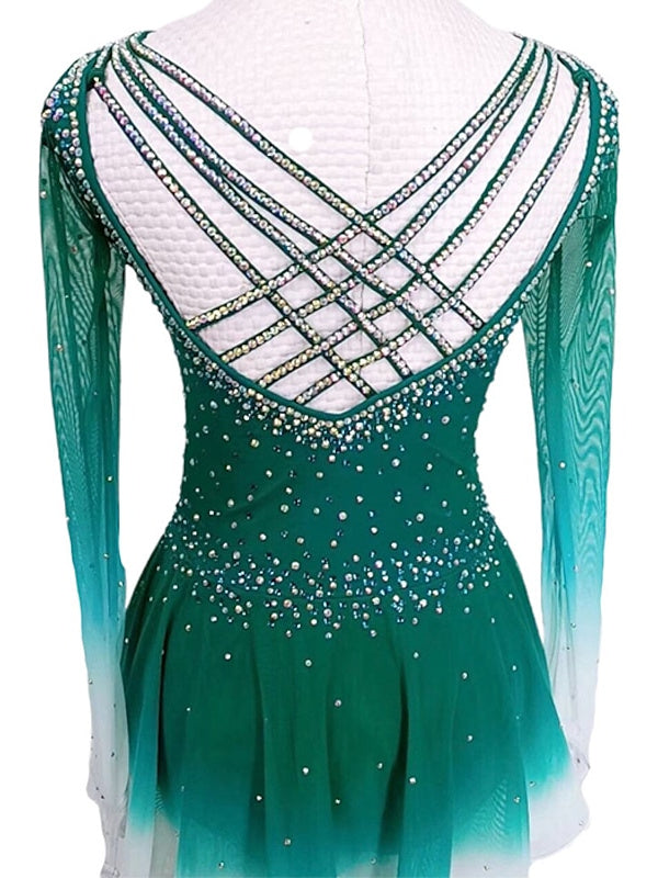 Robe de Patinage Artistique Robe de Patinage à Manches Longues pour Femmes et Filles