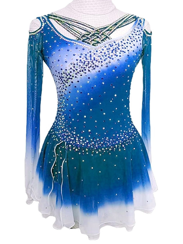 Robe de Patinage Artistique Robe de Patinage à Manches Longues pour Femmes et Filles