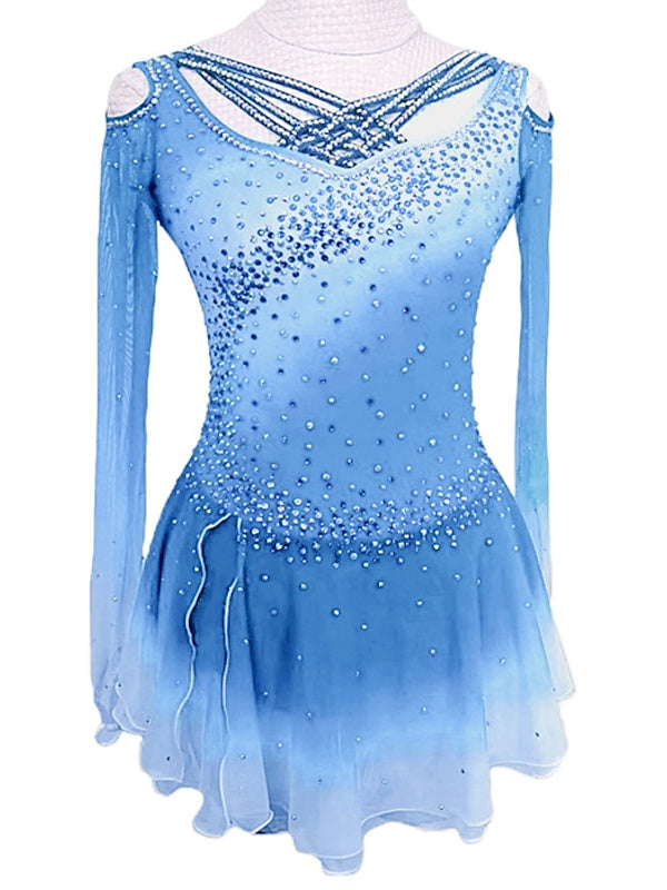 Robe de Patinage Artistique Robe de Patinage à Manches Longues pour Femmes et Filles