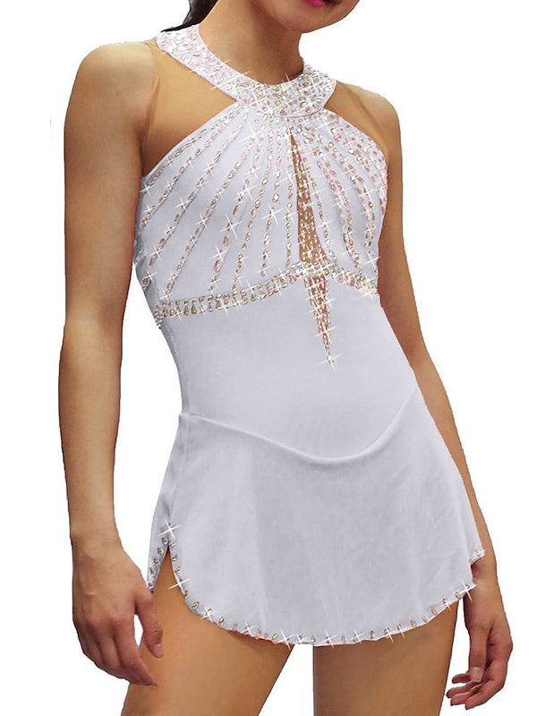 Robe de Patinage Artistique pour Femmes et Filles, Robe de Patinage Sur Glace à Licou