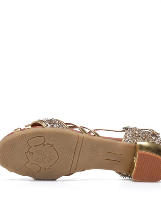 Chaussures de Danse pour Femmes Chaussures de Mariée à Bout Ouvert et à Talon Bas avec Boucle Scintillante